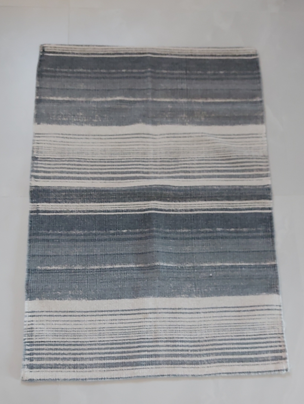 Striped Flatweave Rug in Blue and White